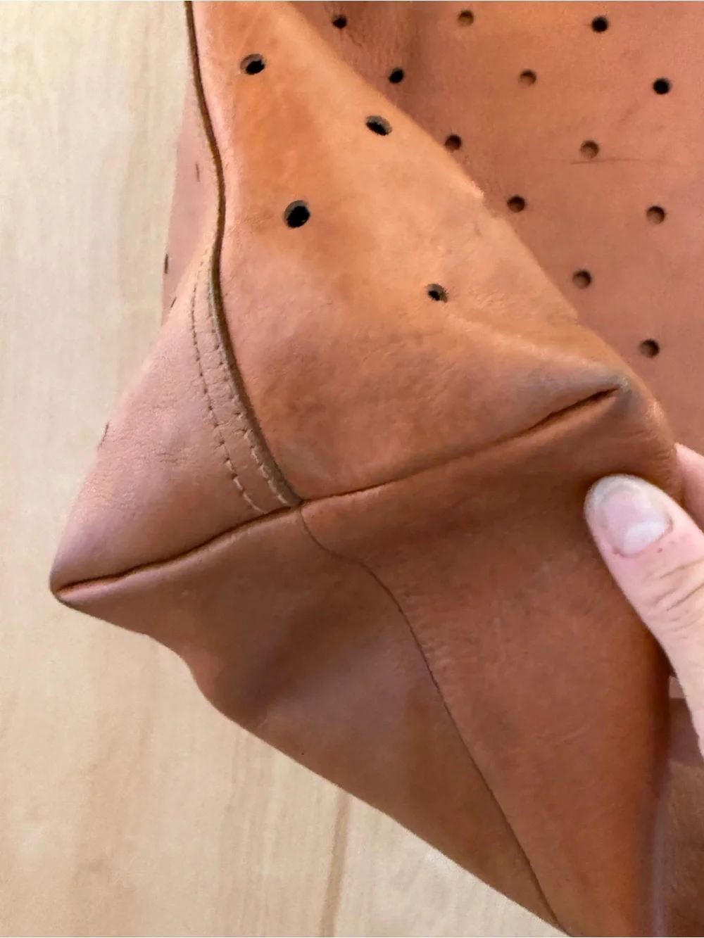 Madewell Perforated Leather Signature Tote – Rich Patina & Character